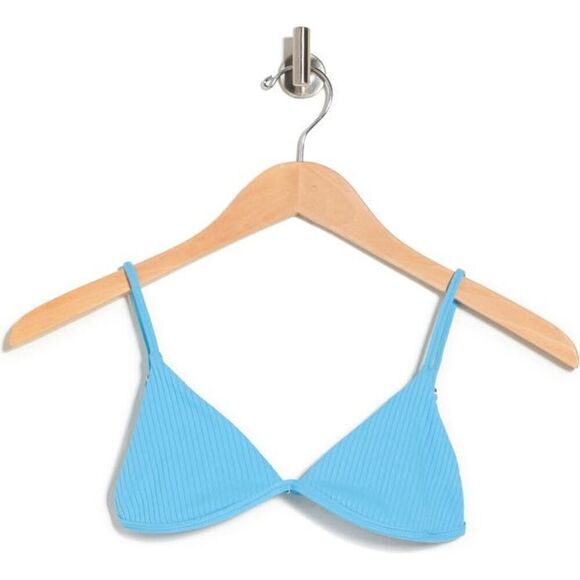VYB Women’s Bikini Top M Eye Candy Triangle Ribbed Baby Blue Minimalist - Picture 1 of 3